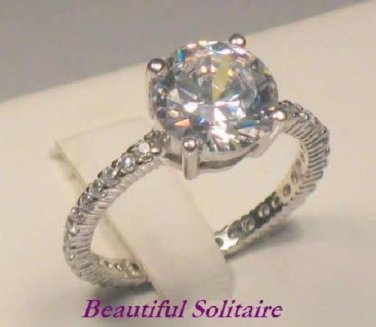 D VVS1 3 Ct Round Brilliant cut Solitaire Eternity Engagement Ring White Gold