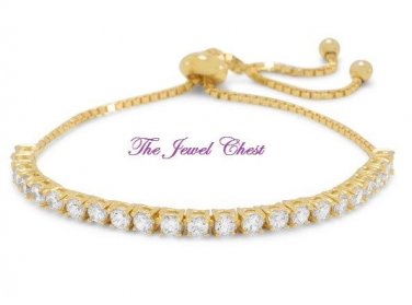 4.50 Ct Round cut Diamond Tennis Bracelet Yellow Gold Bolo Style Adjustable