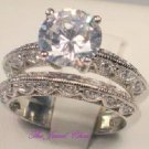 3 Ct Round Diamond Antique Solitaire Engagement Ring Bridal Set White Gold