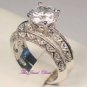 3 Ct Round Diamond Antique Solitaire Engagement Ring Bridal Set White Gold