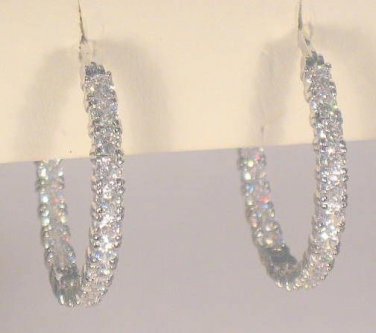 2.50 Ct Round cut Diamond Channel Hoop Earrings White Gold Inside Out Design