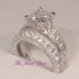 3 Ct Princess Solitaire Diamond Eternity Band Engagement Ring set White Gold