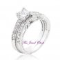 Princess cut Filigree Antique Diamond Engagement Ring Wedding Set White Gold