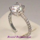 3.25 Ct Round Brilliant cut Solitaire Eternity Engagement Ring 14k White Gold