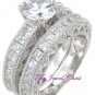 Round Princess Diamond Antique Engagement Ring Wedding Band Sterling White Gold