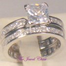 Princess D/VVS1 Diamond Engagement Ring Wedding set White Gold Eternity Style