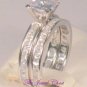 Princess D/VVS1 Diamond Engagement Ring Wedding set White Gold Eternity Style