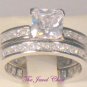 Princess D/VVS1 Diamond Engagement Ring Wedding set White Gold Eternity Style