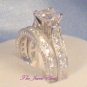 Sterling 14k White Gold Princess Diamond cut Engagement Ring Antique Wedding set