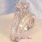 Sterling 14k White Gold Princess Diamond cut Engagement Ring Antique Wedding set