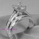 2.50 Ct Princess cut Engagement Ring Bridal Set 14kt White Gold AAA Quality