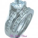 2.45 Ct Princess cut 2 Piece Engagement Ring Wedding Band set White Gold