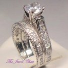 3.20 Ct Round Solitaire Engagement Ring Wedding set Antique Style 14k White Gold