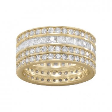 2.50 Ct Princess & Round Diamond Wedding Eternity Band Ring 14kt Yellow Gold
