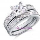 3.72 Ct Princess cut Engagement Ring with Matching Wedding Band White Gold