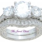 3.50 Ct Round D VVS1 Diamond Engagement Ring Antique White Gold Bridal Jewelry