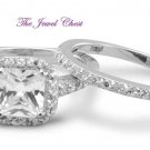 2 Ct Princess Cut Halo Style Engagement Wedding Ring Band Set 14K White Gold