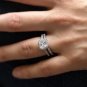 2 Ct Princess Cut Halo Style Engagement Wedding Ring Band Set 14K White Gold