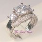 3 Ct Princess Diamond Engagement Ring Anniversary set White Gold Antique Design