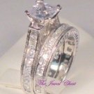 2.95 Ct Princess Antique Diamond Engagement Ring Wedding Bridal set White Gold
