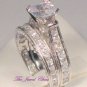 2.95 Ct Princess Antique Diamond Engagement Ring Wedding Bridal set White Gold