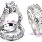 His & Hers Princess VS1 Diamond Engagement Ring Wedding Band Set White Gold