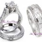 His & Hers Princess VS1 Diamond Engagement Ring Wedding Band Set White Gold