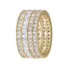 Princess Round cut Diamond Wedding Eternity Band Ring Yellow Gold Channel set Size 6