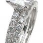 Sterling Silver 14k White Gold Princess cut Diamond Engagement Ring Bridal Set
