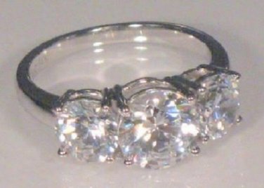 3 Ct Round cut Diamond Three Stone Engagement Ring White Gold Anniversary style