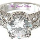 Round Solitaire Diamond Estate Engagement Ring Antique White Gold Pave 5,6,7,8,9