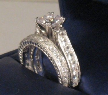 4 Ct Princess cut Diamond Engagement Wedding Ring Antique Bridal Set White Gold