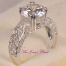 3 Ct Round Brilliant cut Solitaire Diamond Engagement Ring Antique White Gold