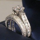 3 Ct Princess Antique Diamond Solitaire Engagement Ring Wedding Set White Gold