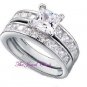 Princess cut Diamond Solitaire Engagement Ring Wedding Bridal set White gold