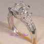 .2 Ct Emerald cut Trilogy Engagement Ring Wedding Band White Gold 2 Ring set