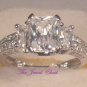 .2 Ct Emerald cut Trilogy Engagement Ring Wedding Band White Gold 2 Ring set