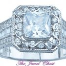 2.50 Ct Princess and Round cut Halo Diamond Solitaire Engagement Ring