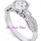 Round Infinity Diamond Engagement Ring 2 piece Wedding set White Gold Sterling