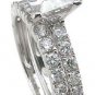 Sterling Silver 14k White Gold Princess Diamond Cut Engagement Wedding Ring Set