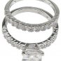 Sterling Silver 14k White Gold Princess Diamond Cut Engagement Wedding Ring Set