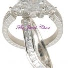 4 Ct Princess Trillion cut Diamond Antique Style Engagement Ring set White Gold