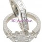 4 Ct Princess Trillion cut Diamond Antique Style Engagement Ring set White Gold