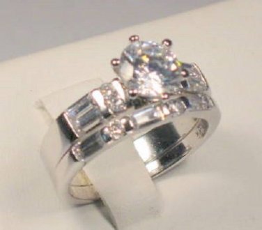 1.90 Ct Round Diamond cut Solitaire Engagement Ring Wedding Band 2 Piece set