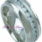 3 Carat Men's Round Diamond Ring Eternity Band Titanium 8mm