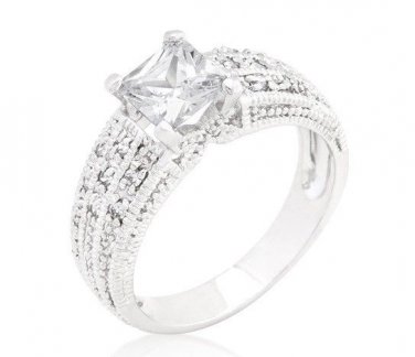 D/VVS1 Diamond Engagement Ring 1 Carat Square Cut 14k White Gold Bridal Jewelry