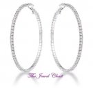 3.50 Ct Round cut Diamond Channel Eternity Design Hoop Earrings White Gold 2inch