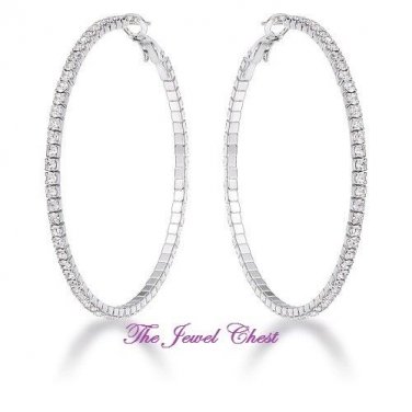 3.50 Ct Round cut Diamond Channel Eternity Design Hoop Earrings White Gold 2inch