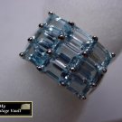 Large 4 ct Blue Topaz Sterling Silver Ring NIB