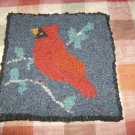Primitive Hand hooked rug Cardinal